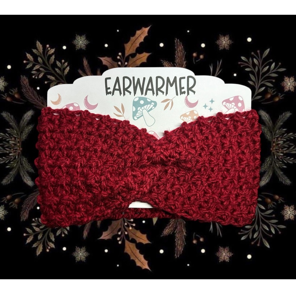 Twisted Crimson Wool Blend Earwarmer Headband
